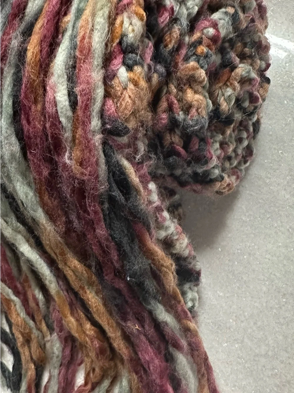 Scarf Multi-Color Neutrals Dreadlock Fringe  look 98” x 7”